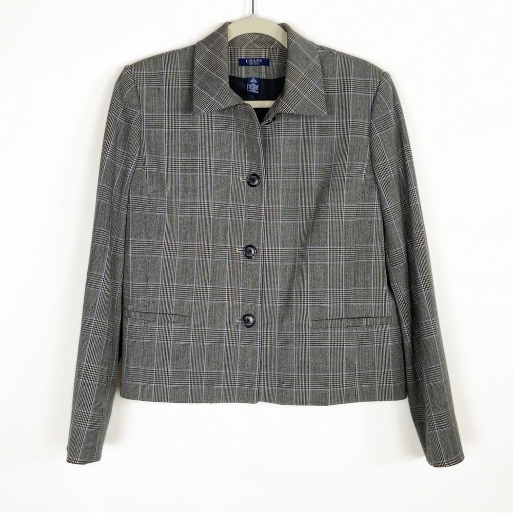 Chaps Striped Pinstripe Long Sleeve Blazer Suit Jacket